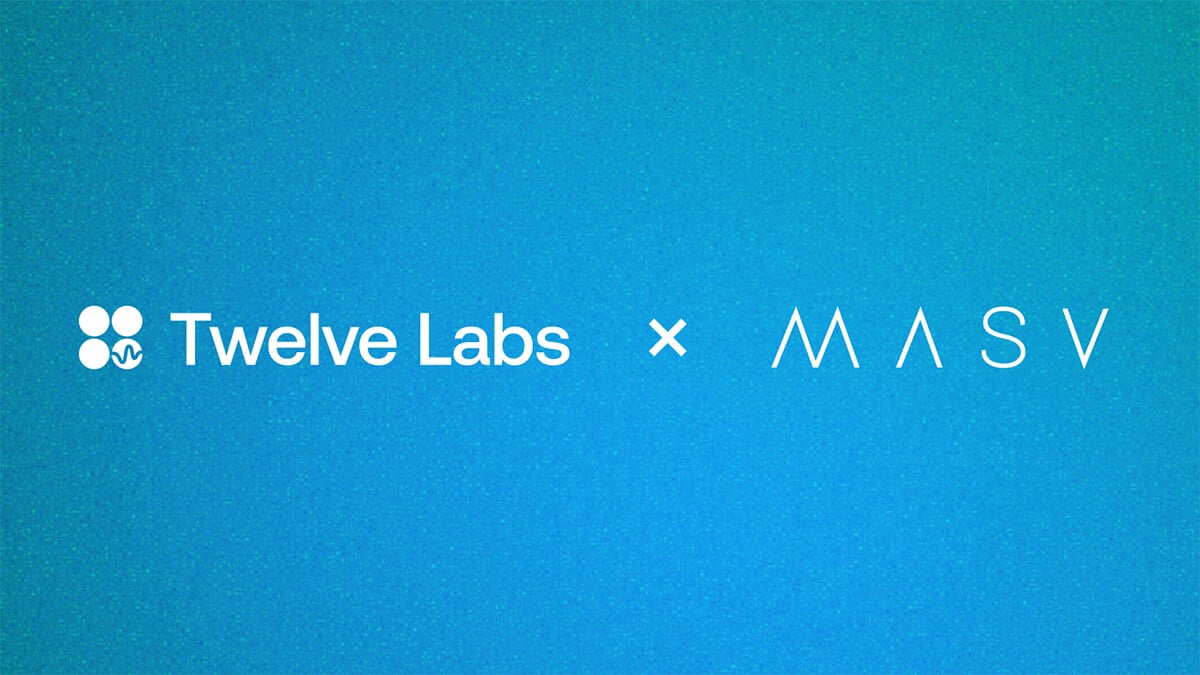 Twelve Labs and MASV logos displayed side by side on a blue background.