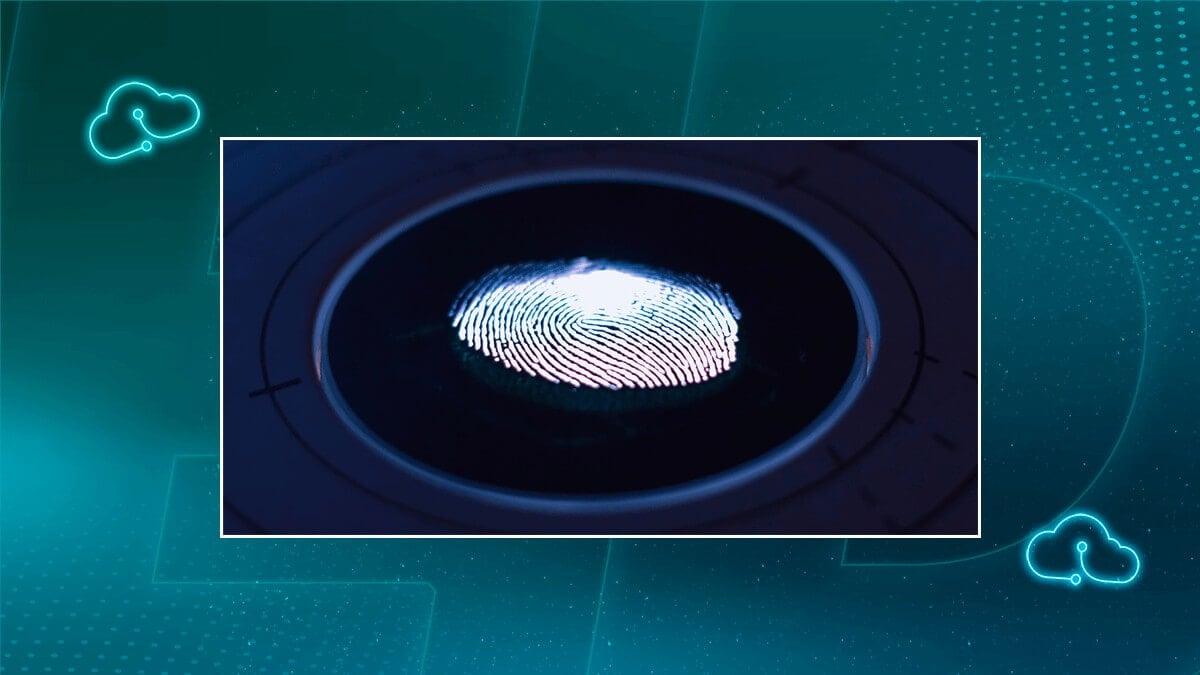 Close-up of a glowing fingerprint scanner.