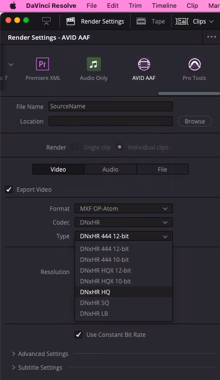 Creating DNxHR files